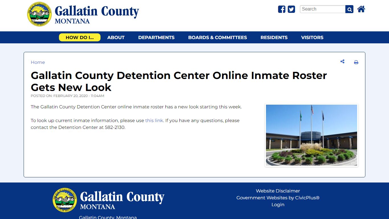 Gallatin County Detention Center Online Inmate Roster Gets New Look