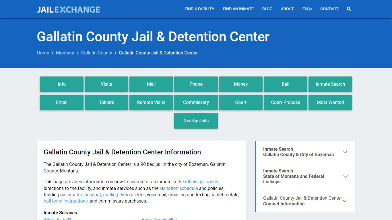 Gallatin County Jail & Detention Center, MT Inmate Search, Information